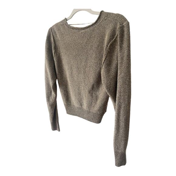 Free People Going For Gold Sweater Slouchy Faux Wrap Metallic Size Small - Picture 10 of 12